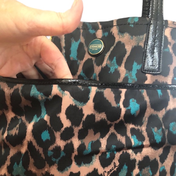 Coach H1394-F25282 Game Ocerot Print Tote Multi-Color JADE Leopard Print - Picture 5 of 13